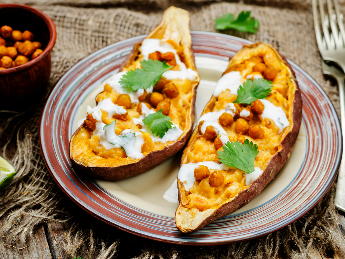 Mediterrane Süßkartoffel vom Grill