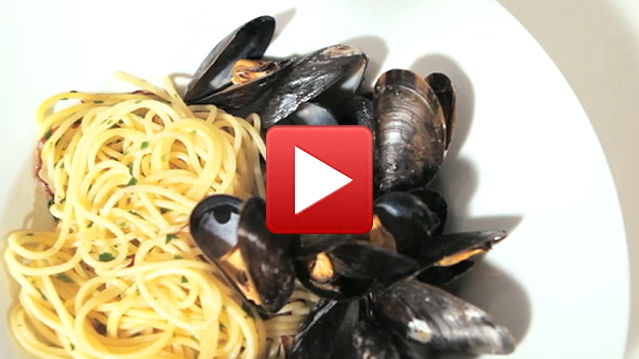 Muscheln mit Spaghetti-Safran