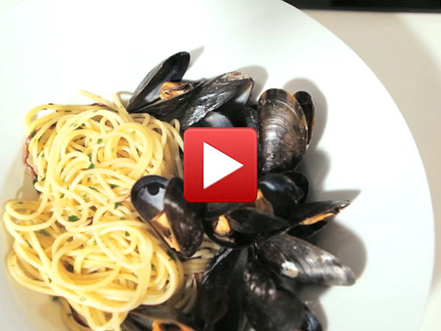Muscheln mit Spaghetti-Safran