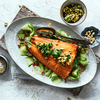 Rezept für gegrillten Honiglachs mit asiatischem Gurkensalat