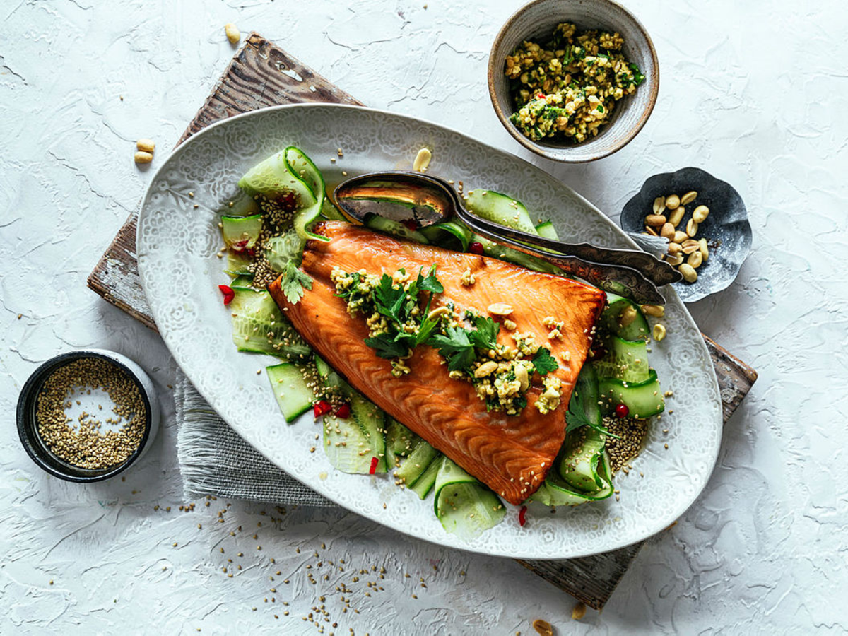 Rezept Honiglachs mit Gurkensalat