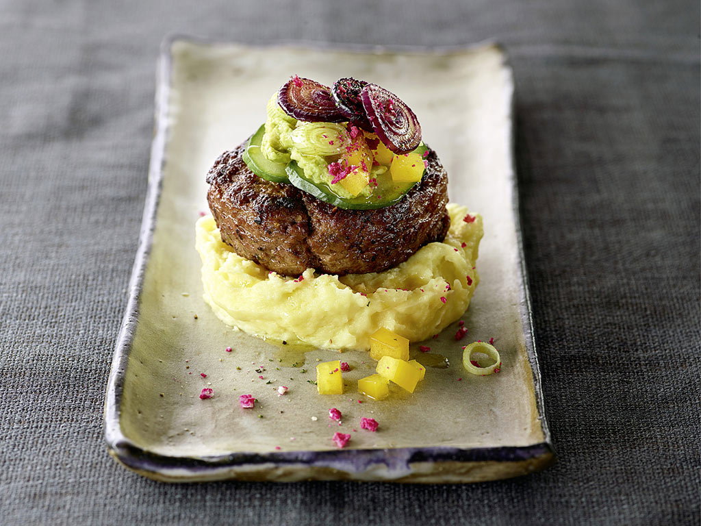 Rindfleischbürger mit Kartoffelpüree