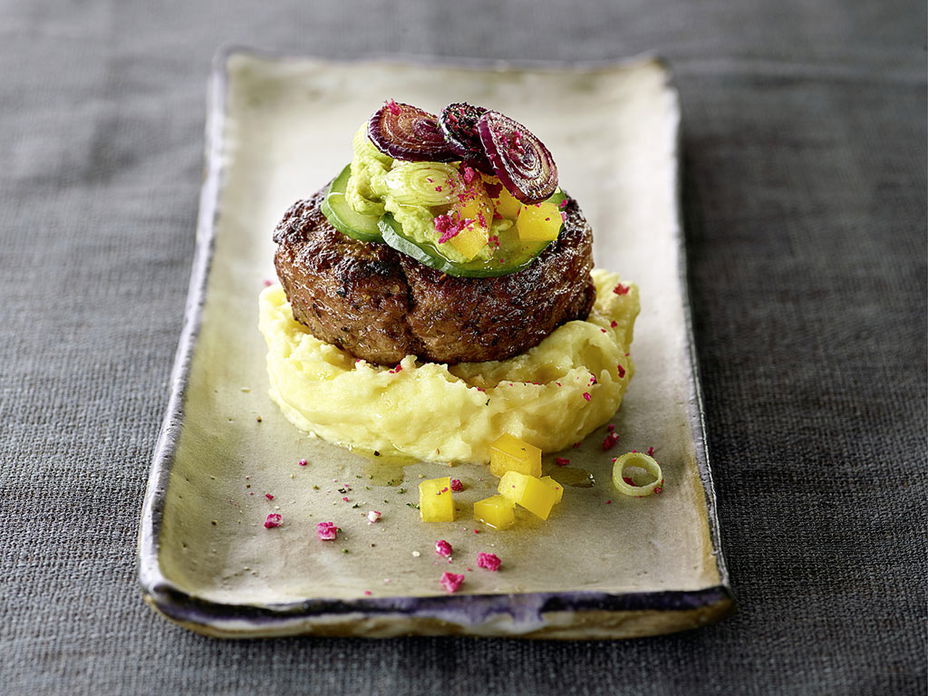 Rindfleischbürger mit Kartoffelpüree