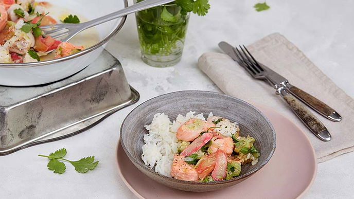 Rezept für Rotbarschpfanne mit Rhabarber