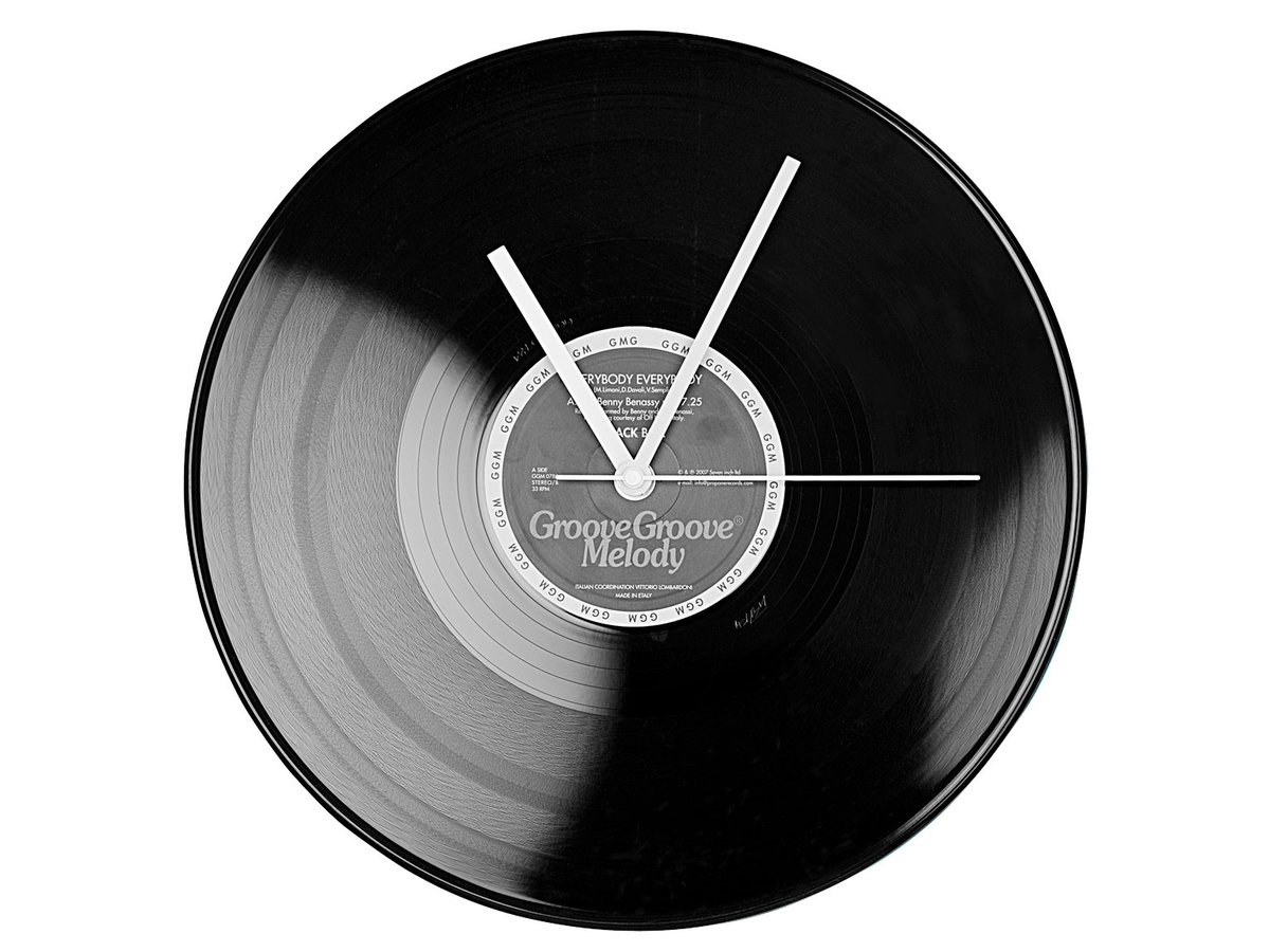 Wanduhr in Schallplatten-Optik