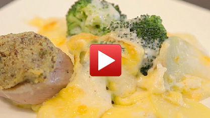 Schweinmedaillons mit Brokkoli-Kartoffelgratin