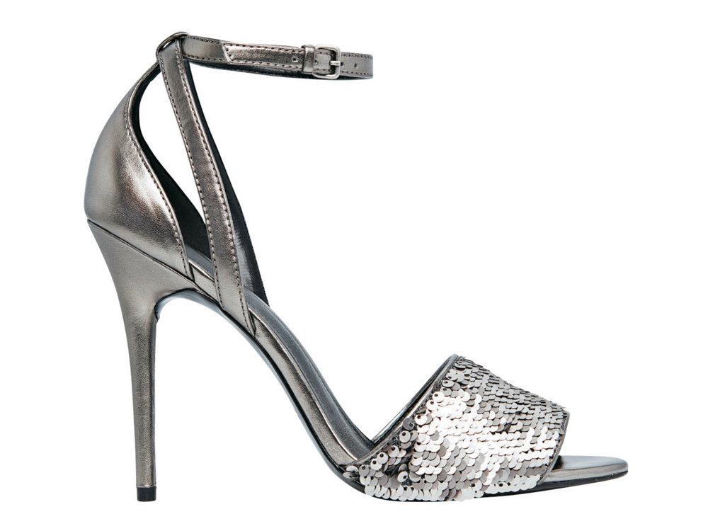 Silber Pailetten Sandaletten Mango