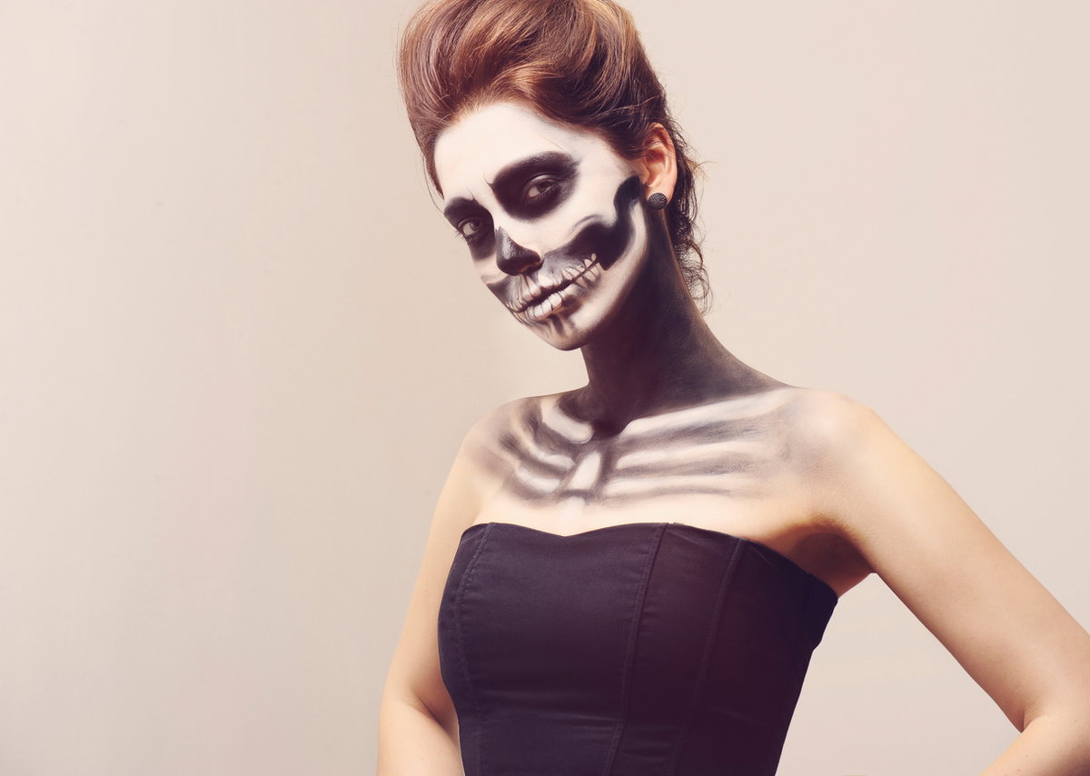 Skelett-Make-up für Halloween