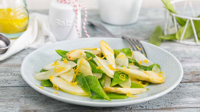 Spargel-Zuckerschoten-Salat