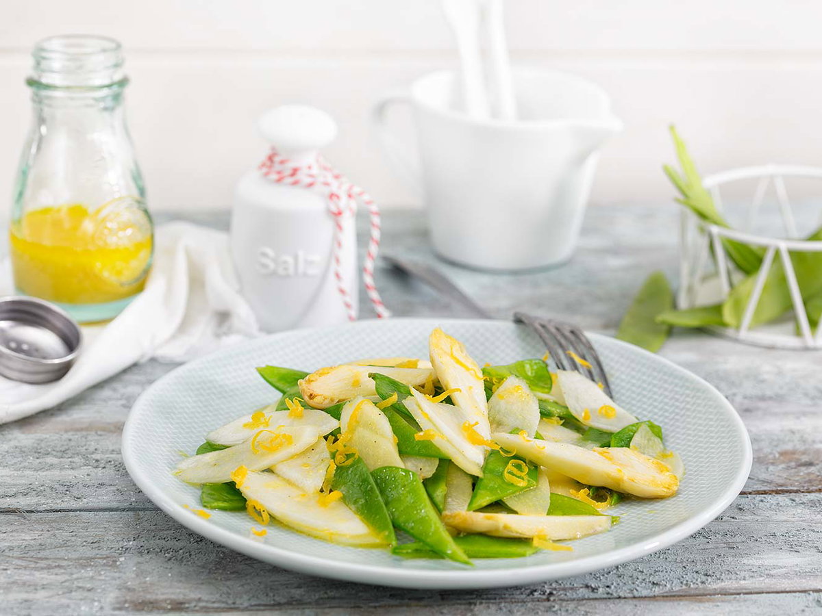 Spargel-Zuckerschoten-Salat
