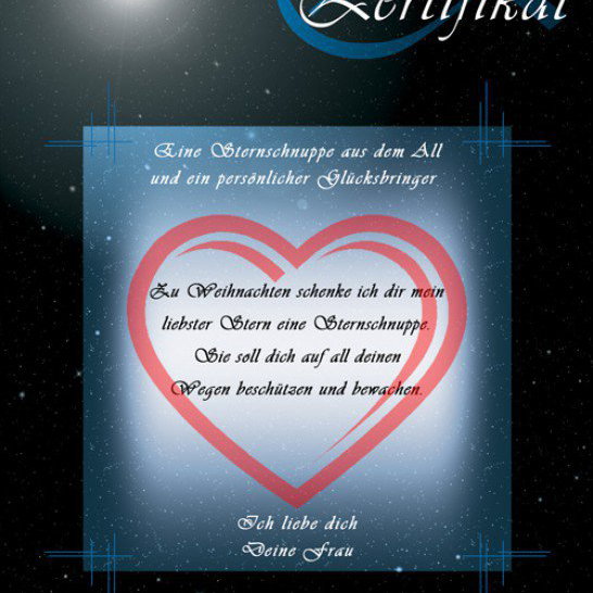 Echtheitszertifikat zur Sternschnuppe