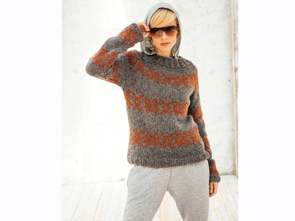 Strickanleitung für Raglanpullover mit Jacquardmuster von Lana Grossa