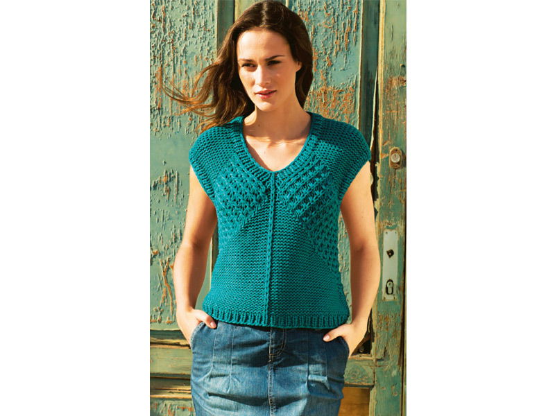 Strickanleitung für Kurzpullover mit Sternmuster aus Heft 13/2015