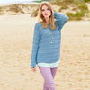 Strickanleitung für eisblauen Strickpullover mit Rippenmuster