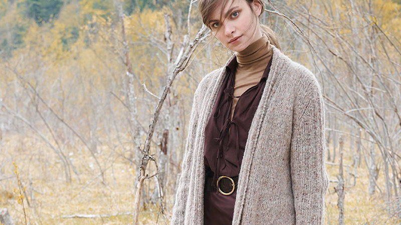Lange Strickjacke Long Coat in A-Linie