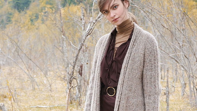 Lange Strickjacke Long Coat in A-Linie