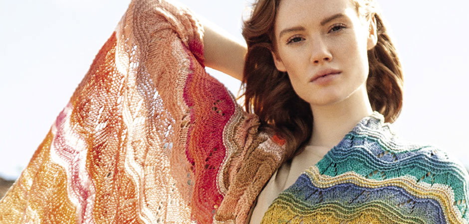 Strickenanleitung Maxi-Schal in Regenbogenfarben