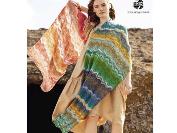 Strickenanleitung Maxi-Schal in Regenbogenfarben
