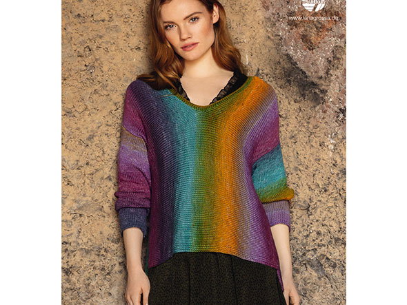 Gratis Strickanleitung Strickpullover Regenbogenfarben