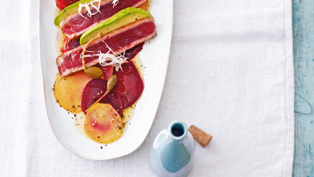 Thunfisch-Carpaccio, Rote und Gelbe Bete