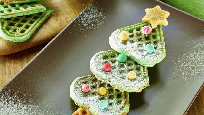 Weihnachtsbaum-Waffeln
