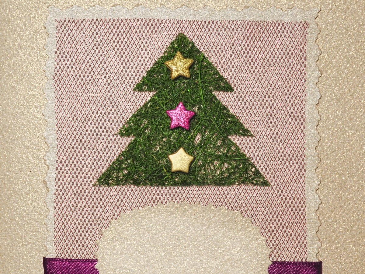 Weihnachtskarte mit Stoffresten
