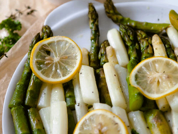 Zitronenspargel mit Kressedip