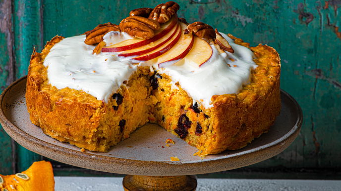 Rezept für Kürbis-Apfelkuchen mit Haferflocken