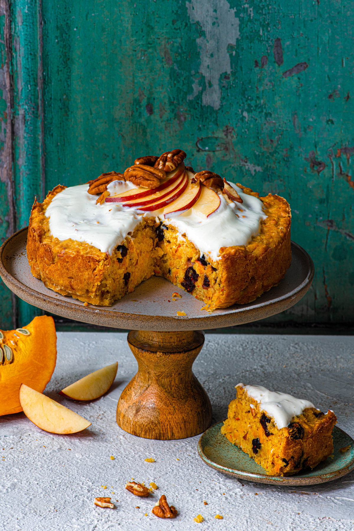 Kürbis-Apfelkuchen mit Haferflocken
