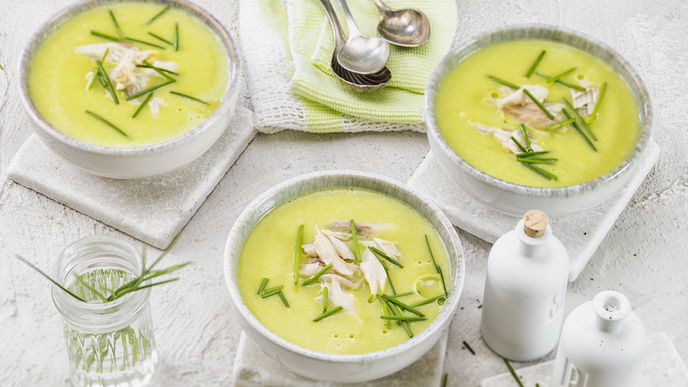 Rezept für Erbsensuppe mit geräuchertem Heilbutt
