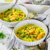 Rezept für Curry-Reissuppe mit Kokos und Lachs 